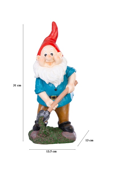 SGTT Garden decoration, Dwarf with shovel, synthetic resin, 13.5x13x31 cm