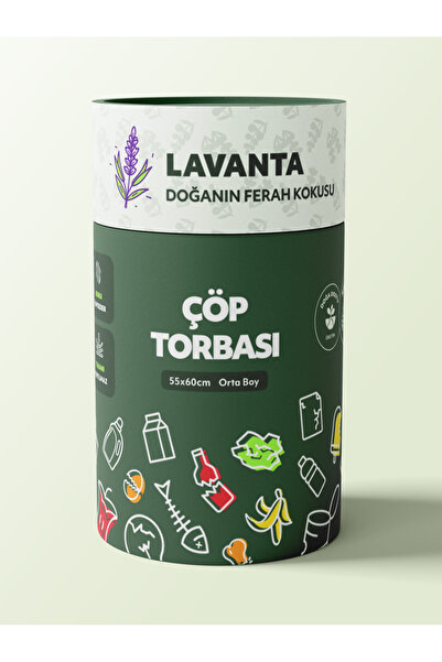 Satecs Renkli Premium Çöp Torbası 50 Adet Lavanta Kokulu Orta Boy 55x60 cm