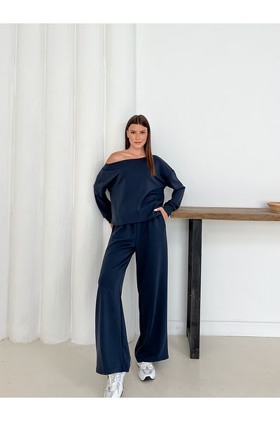 Gameyal Women's Modal Fabric Off Shoulder Sweatshirt and Trousers Set