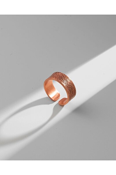 Sırlı Sepet Doku Desenli Bakır Yüzük (8 mm)