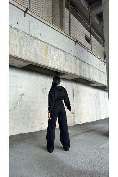 369 etnik butik Women's Hooded Sweatshirt and Elastic Waist Pocket Straight Leg Sweatpants Set