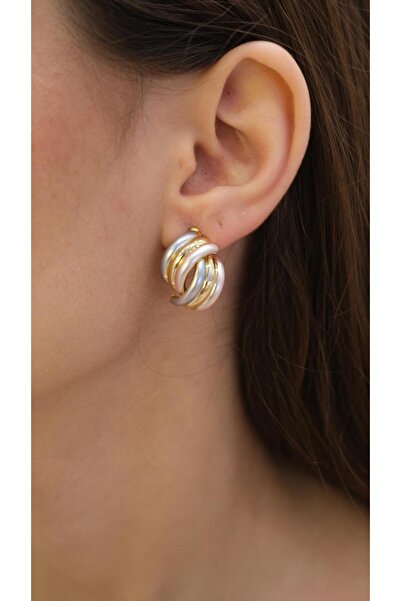 Jerie أقراط صغيرة ملفوفة على شكل حرف C مطلية بالمينا باللون الذهبي