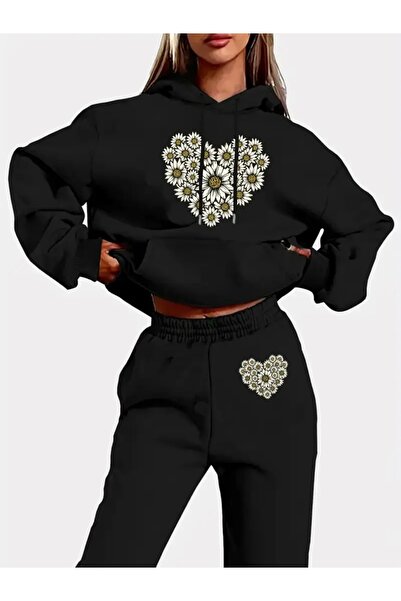 FUFLUNS طقم بدلة رياضية بقلنسوة للجنسين للنساء/الرجال من PAPATYA على شكل قلب