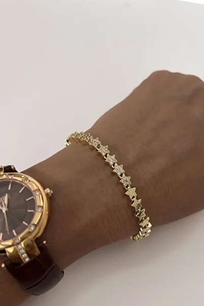 New Obsessions Zircon Stone Gold Star Motif Vip Bracelet