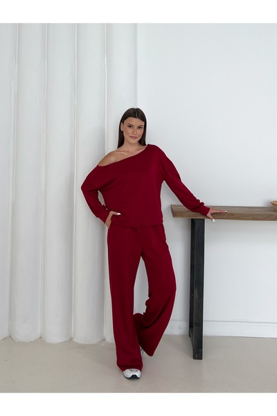 Gameyal Women's Modal Fabric Off Shoulder Sweatshirt and Trousers Set