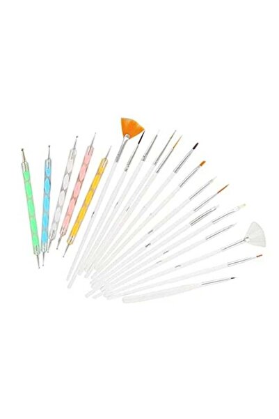 Beauenty مجموعة من 20 فرشاة لفن الأظافر، أداة فرشاة طلاء الأظافر بالأشعة فوق البنفسجية للرسم والرسم على تصميمات فن الأظافر