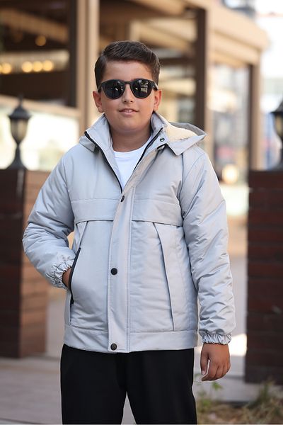 Boymen Black Fur Inside Thick Waterproof Exit Hooded Children's Coat Premium Coat