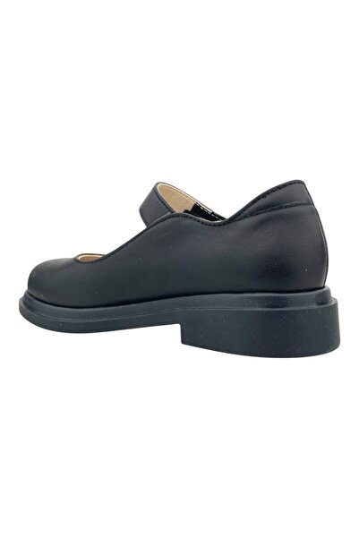Nubebe Thick Soled Thomas Heel School Shoes Black