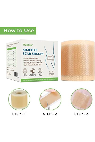 Trusavor Silicone Scar Sheets from Trusavor, Medical Grade, Flexible, and Breathable, 4cm x 3m Roll for Scar
