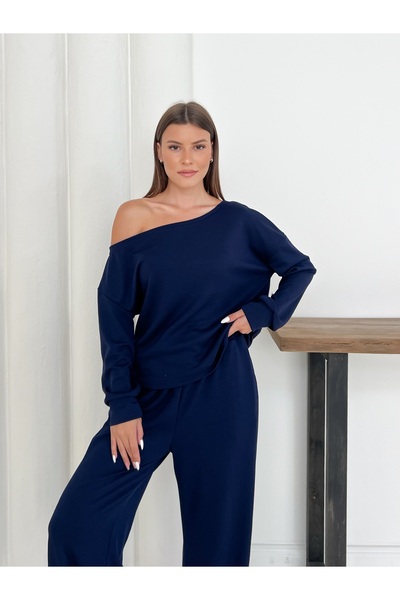 Gameyal Women's Modal Fabric Off Shoulder Sweatshirt and Trousers Set