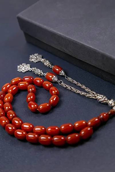 TESBİHKENTİ 12*9 mm Antique Model Crimping Amber Prayer Beads
