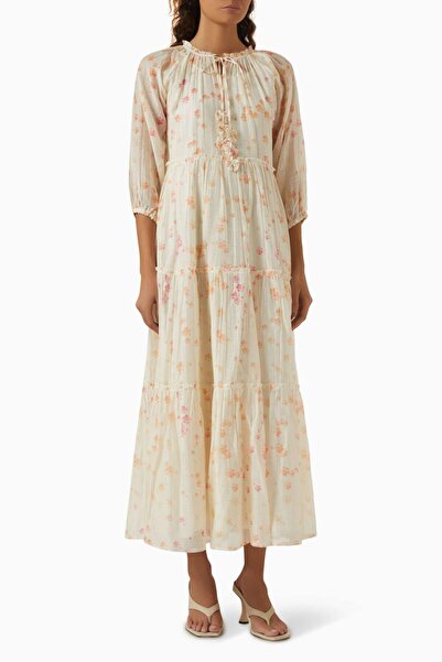 AEKATRI Legendary Beauty Floral Print Off-White Dress - Stylish Design and Ea...