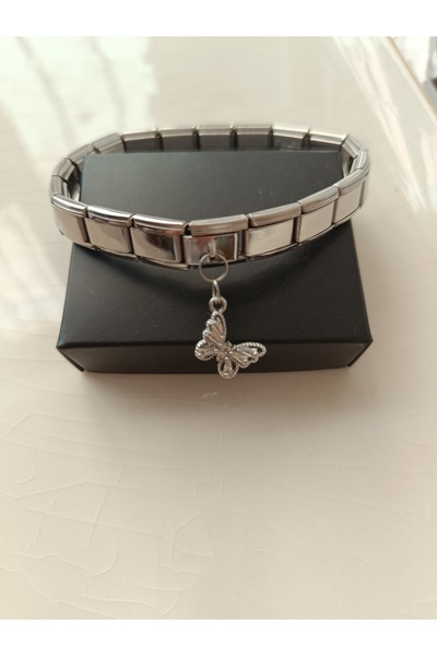 Kudi Tiny Stone Italian Flexible Bracelet with Charmlı