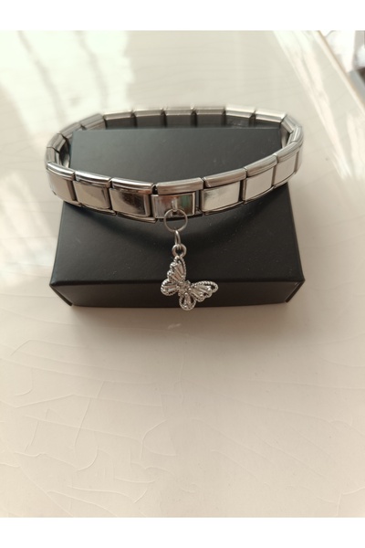 Kudi Tiny Stone Italian Flexible Bracelet with Charmlı