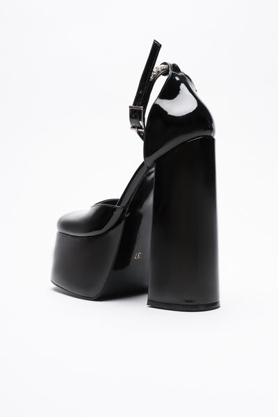 Ayakkabı Ateşi Women's High Platform Thick Heeled Shoes Firona Black Patent Leather