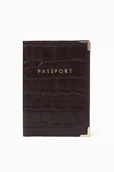Aspinal of London حافظة جواز سفر من الجلد بنمط التمساح، أنيقة، رائعة ومتينة