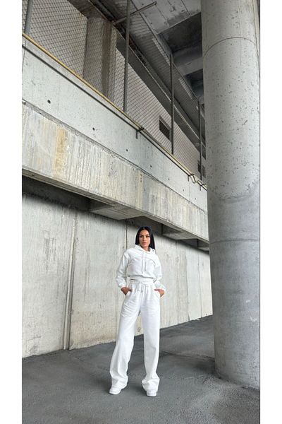369 etnik butik Women's Hooded Sweatshirt and Elastic Waist Pocket Straight Leg Sweatpants Set