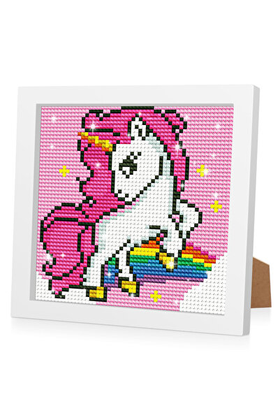 Ricuved Pictură diamant 5D cu ramă de lemn 18x18-unicorn