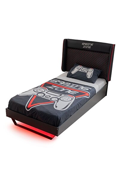 Setay Gamer Ledli Genç Odası - 2 Kapılı Dolap, Karyola, Komodin, Masa