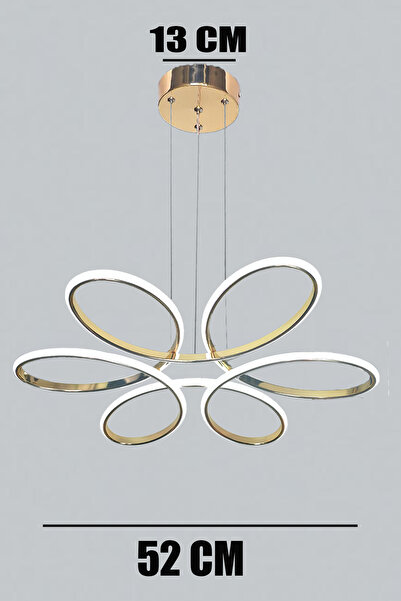 FUZON 3 Renk Kumandalı Rose Gold Salon Led Avize Orkide Ledli Avize Büyük Salon Avizesi