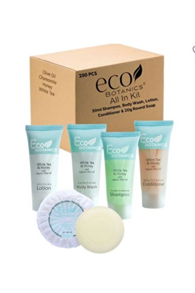 Eco Botanics مجموعة صابون ومستحضرات تجميل الفنادق (30 مل، حجم مناسب للسفر) | ...