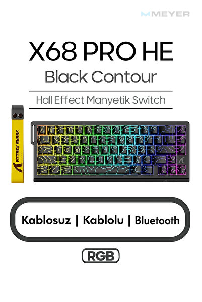 Meyer Gaming Attack Shark X68 PRO HE Hall Effect Rapid Trigger Mekanik Klavye...