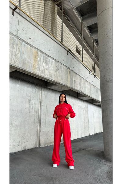 369 etnik butik Women's Hooded Sweatshirt and Elastic Waist Pocket Straight Leg Sweatpants Set