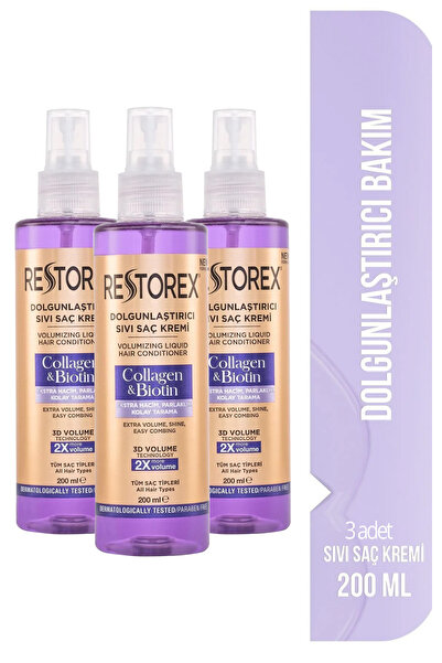 Restorex Balsam lichid cu colagen și biotină, volumizant 3X200Ml