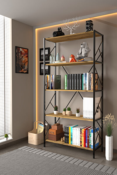 AWOX 5 Raflı Kitaplık Dekoratif Raf – 180x90x30