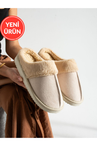 STOCON Women's Indoor Slippers Teddy Bear Figured Plush Indoor Slippers Do Not Make Sound Sole Warm Stylish Design Stc1147