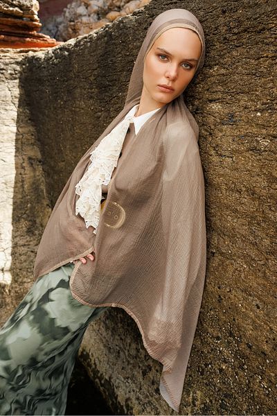 Mooncorn Gradient Muslin Shawl Mink