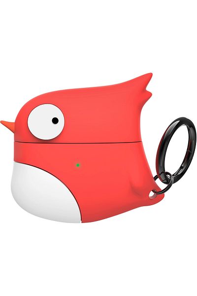 Auyuiiy 3D Design Silicone Case for AirPods 3 (2021), with Carabiner, Red Bird