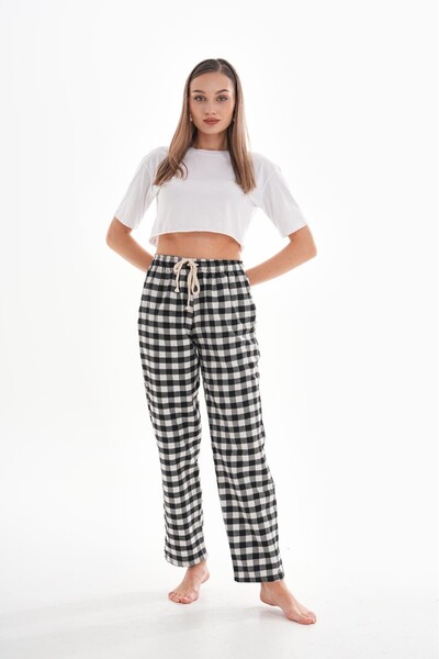 HG MODA Trening de pijama cu model carouri pătrate pentru femei