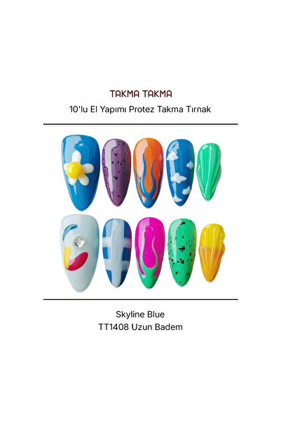 Takma Takma S Beden 10'lu Renkli Uzun Badem TT1408 Tekrar Kullanılabilir Prot...