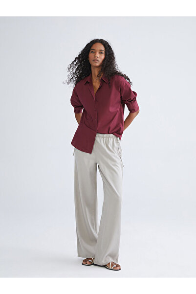 LC Waikiki Gray Wideleg Women's Jean Trousers with Elastic Waist