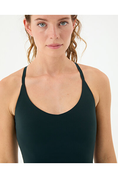 Ayma Active Petrol Indigo Bra with Chest Pads, Flat and Cross Adjustable Straps, Recycled Bra