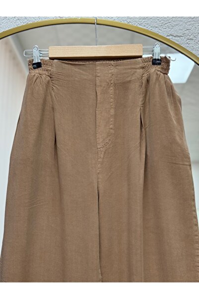 BENAHOLL Meluna Relax Keten Pantolon-XE706 Vizon