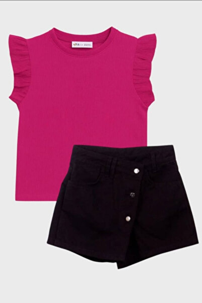 Yerel Üretici Pink-Black Bottom Top Set