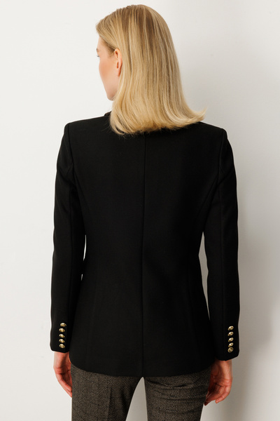 Ekol Double-Breasted Collar Cashmere Jacket Black 05069