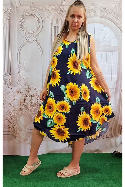 ihaoo Green flowy dress with sunflower print