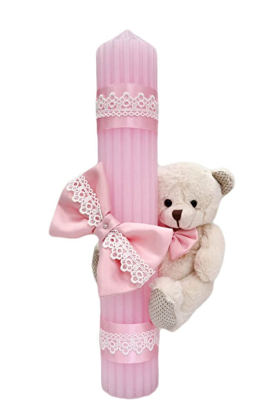 fantasialand Lumânare de botez, model Ursuleț de pluș roz