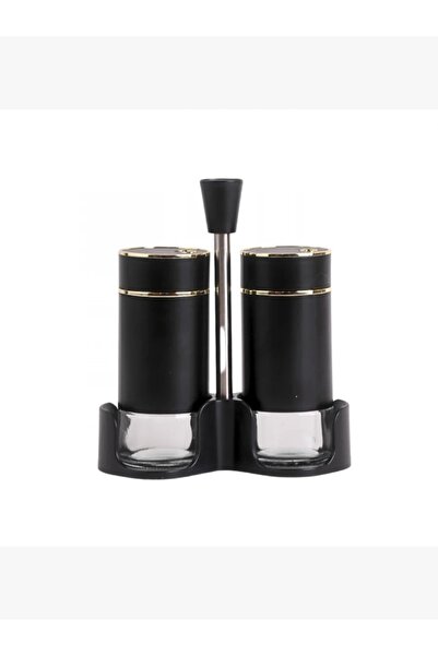 rexa A set of black glass spice jars with a golden frame 2 pieces with a blac...