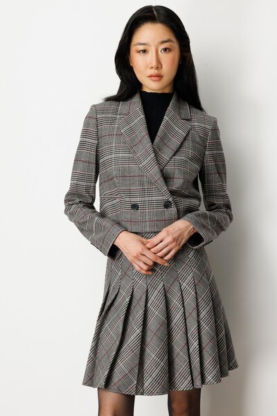 Ekol Plaid Crop Jacket