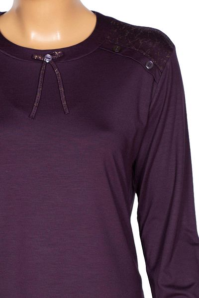 SİMAY Women's Flora Medium Size Combination Shoulder Button Plum Sports Blouse