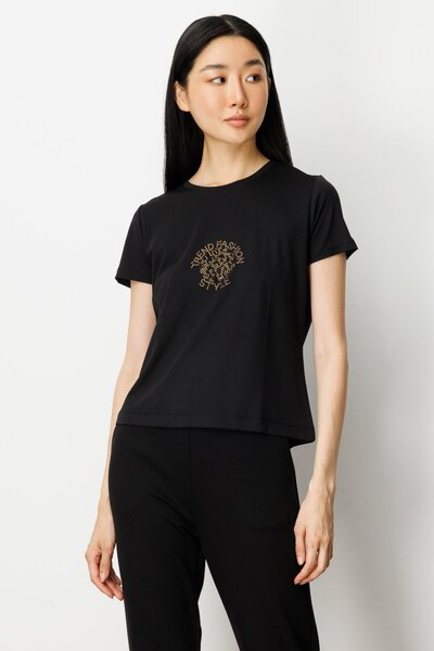 ON Short Sleeve Blouse with Stone Print on the Front