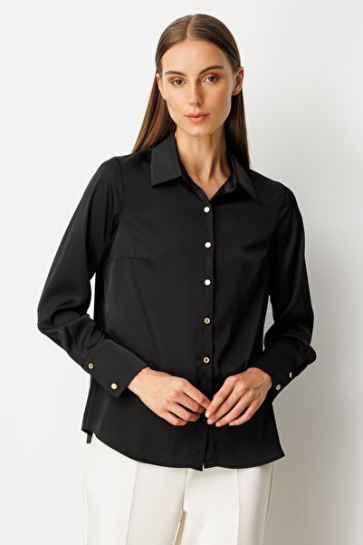 Ekol Button Front Satin Shirt