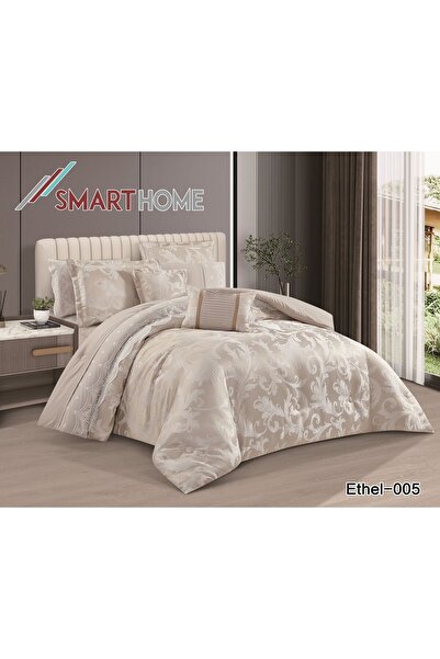 smart home مفرش نفرين جاكار حشوه ثابته طقم مكون من 8قطع