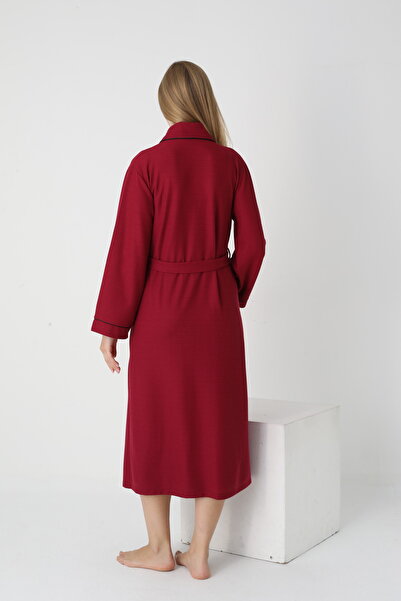 Miss Dünya Lissa Maternity and Maternity Collar Stripe Detailed Belted Dressing Gown