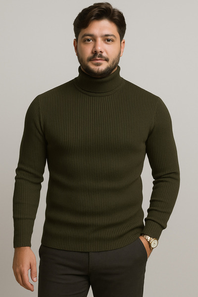 EMKA GİYİM Men's Slimfit Full Lycra High Neck Turtleneck Sweater