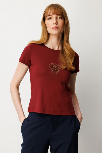 ON Short Sleeve Blouse with Stone Print on the Front